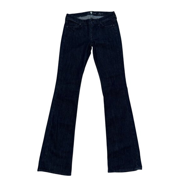 7 For All Mankind 7FAM Flynt Womens Bootcut Jeans 25 34 Dark Wash Embroidered - Picture 2 of 8